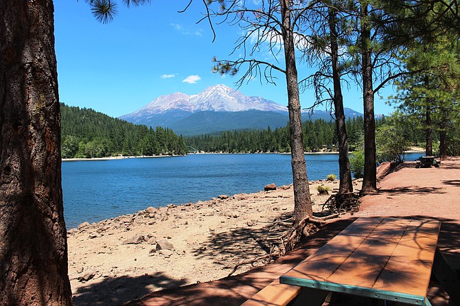 Lake Siskiyou with Mount Shasta in the background.