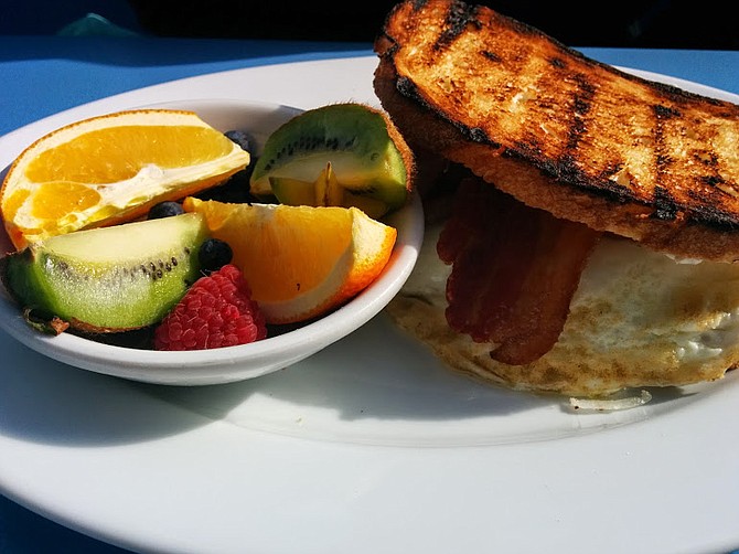 Satisfying breakfast sandwich at Harbor Breakfast.