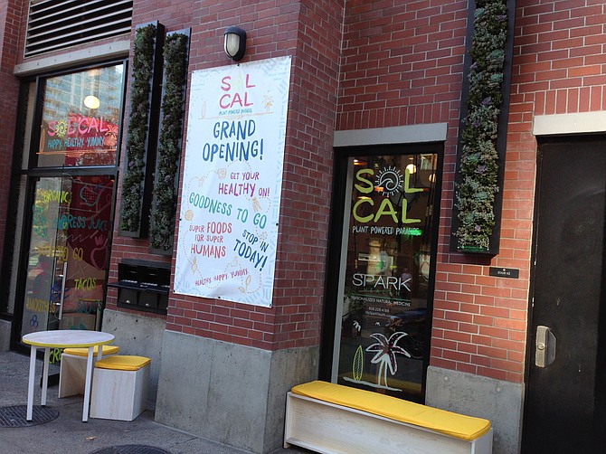 Burgeoning location between the ballpark and library. I wonder which of the two attracts more vegans?