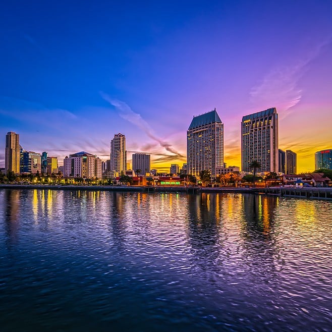 Waterfront: 5 shot HDR of San Diego. Shot from some pier on the San ...