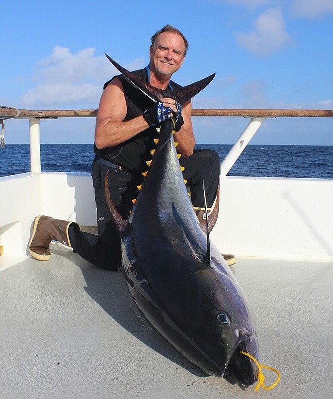 Angler Michael Ryan with a 193-pound *Yellowfin Tuna* that he caught on January 9.