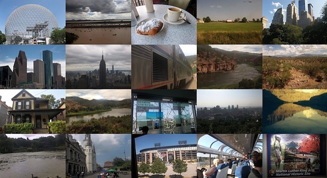 Collage of the author's Amtrak adventure highlights. 