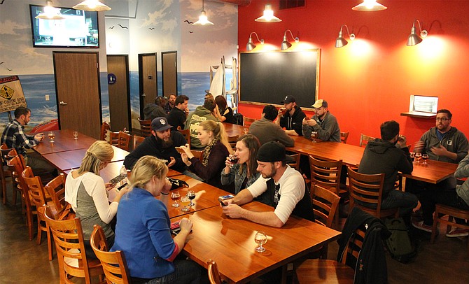 The back room at Rip Current Brewing's North Park venue