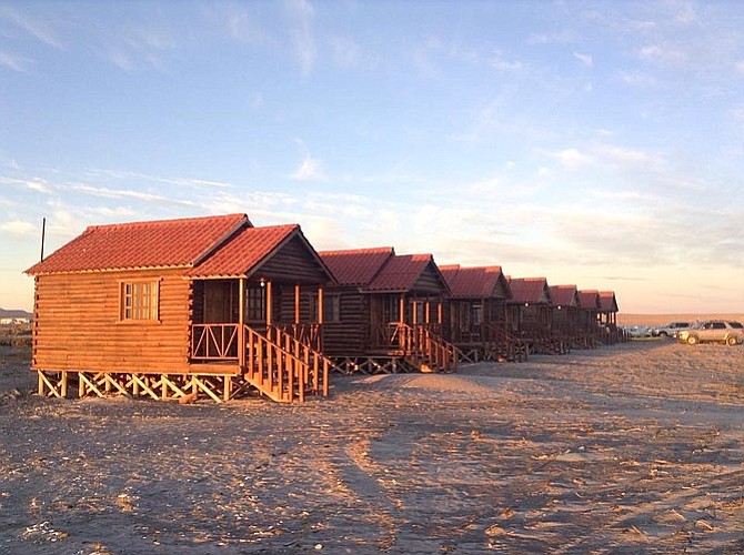 Cabins at sunset. 