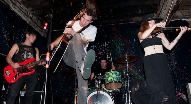 Folk-punk five-piece Cult of Youth take the stage at Soda Bar Tuesday night.