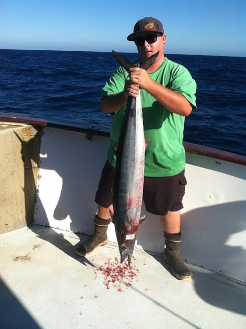 First Wahoo caught on the Surface Iron on an 8 day trip aboard the "Vagabond" fishing at a spot known as the "Ridge". Nothing better than "skinny dipping"!