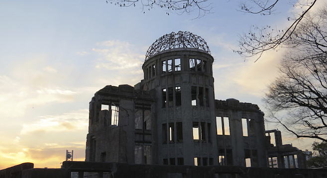Genbaku Dome, site of the Hiroshima Peace Memorial – and "ground zero" of the atomic bomb – at sunset.
