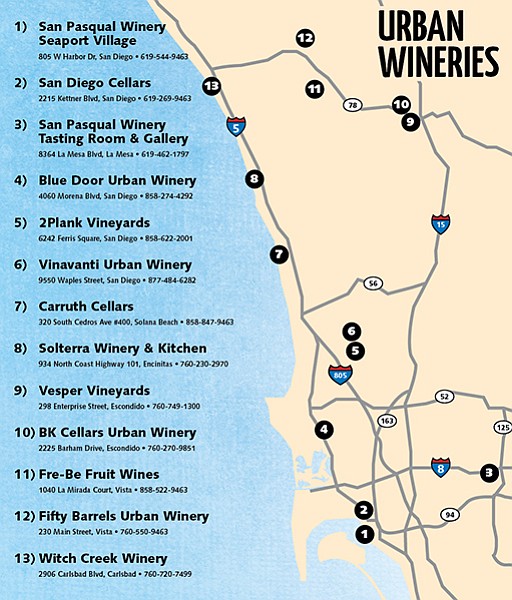 Map of San Diego wineries