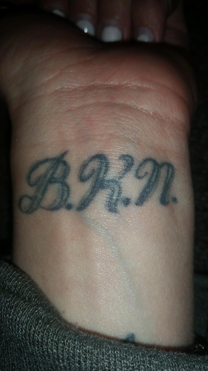 The ink was done @Fat Kid Tattoo in Escondido, CA. Those are initials in bulgarian, and they stand for my brother's and mine name combined. I am 24yrs old and live in San Diego, CA. I am a Certified nurse assistant.