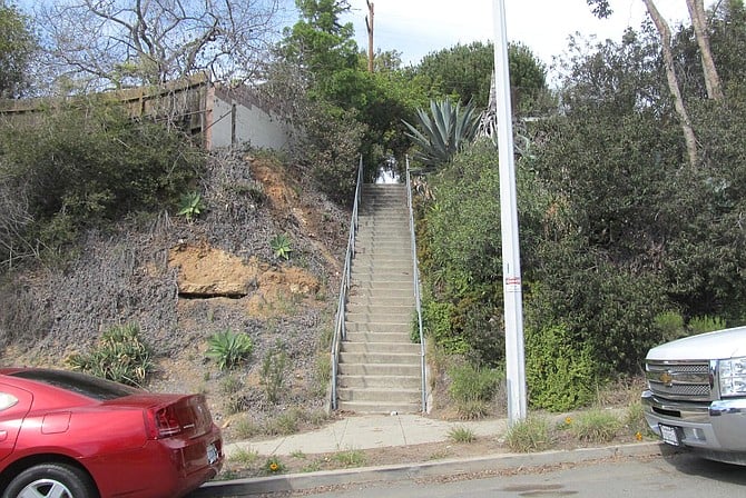 Good footwear is important hiking these steps!