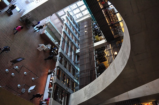 Inside the San Diego Central Library.
Is anyone else reminded of M C Escher's "Relativity"?