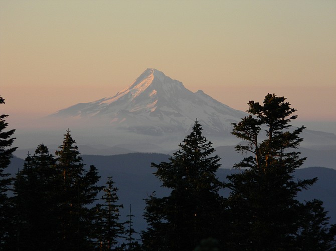 While hiking up Washington State's Mount St. Helens, I snapped this picture of Mount Hood.