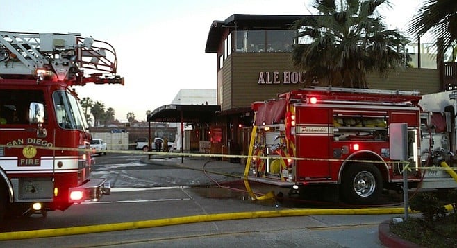 Most of the P.B. Alehouse was saved, thanks to the fire station next door.