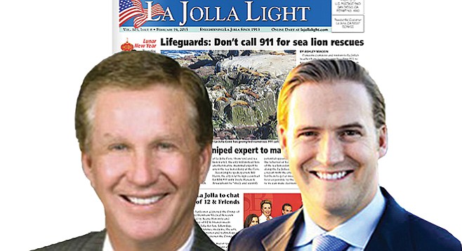 Douglas F. Manchester (with Douglas W. Manchester, right) couldn’t have bought better press from the La Jolla Light.

