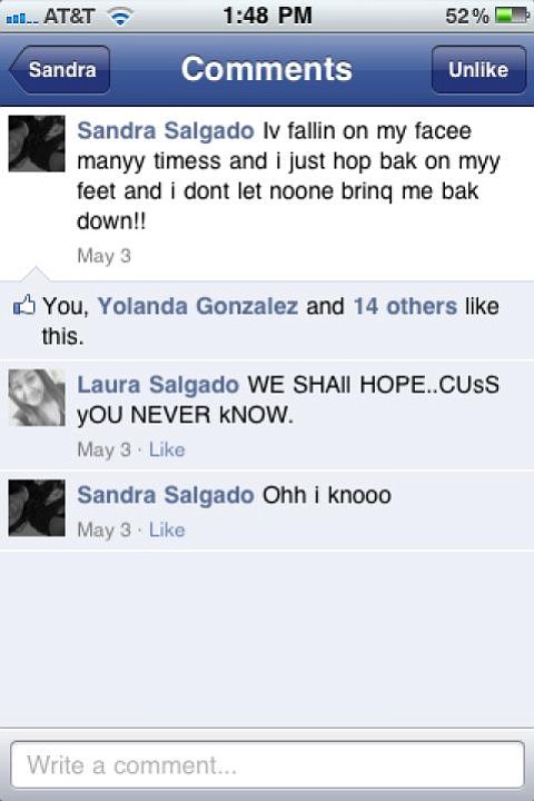 Sandras Last facebook status
