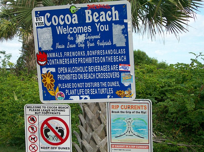Sign at Cocoa Beach, Florida.