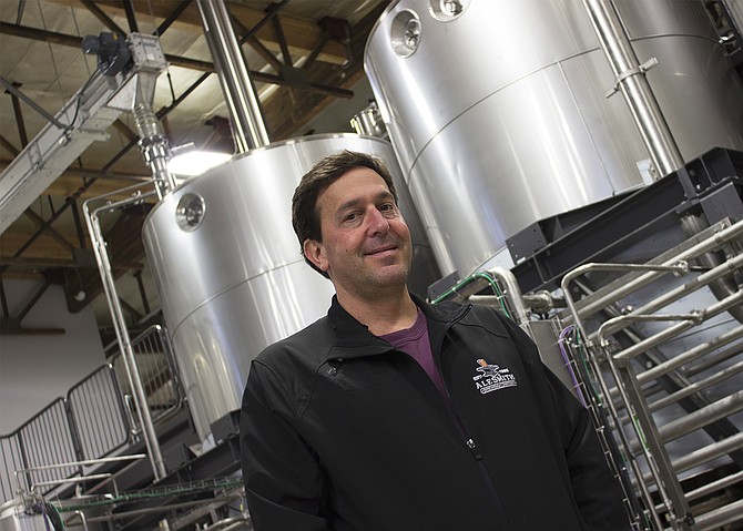 AleSmith owner and brewmaster Peter Zien in front of his "Rolls Royce of brewhouses"