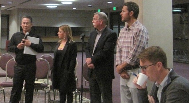 Chris Varond, Alicia Darrow, Ted Griswold, Moffitt Timlake, and David Hardy (seated, foreground)