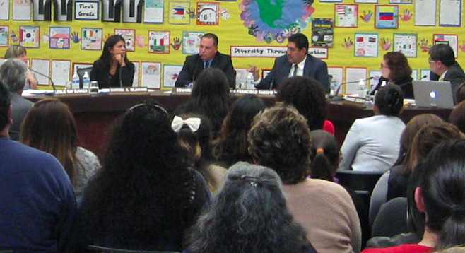 Parents and trustees at the February 26 meeting