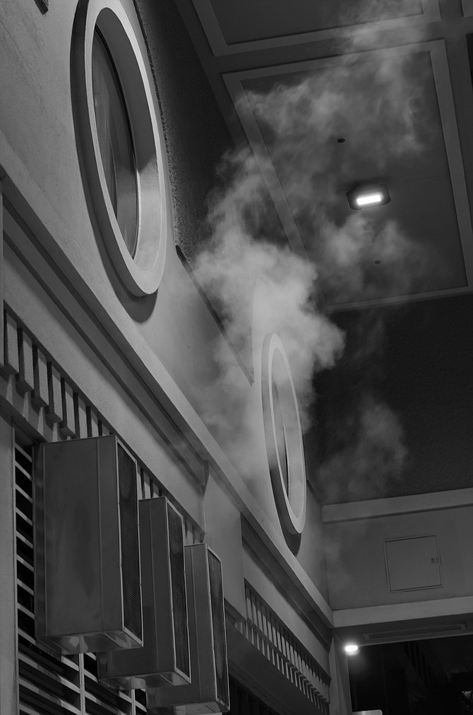 Steam coming out of a vent from a hotel