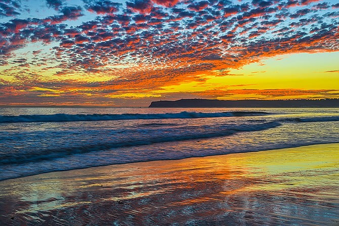 Sunset and painted shores from Del Beach.