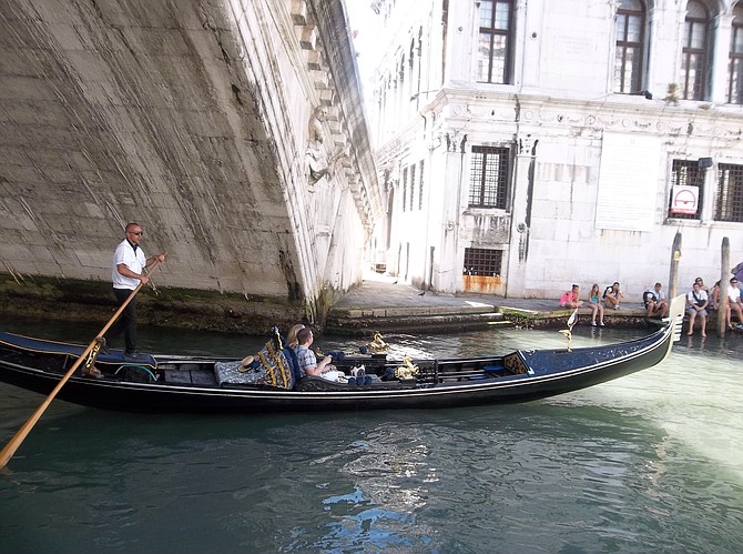 Gondola under Rialto Bridge, Venice