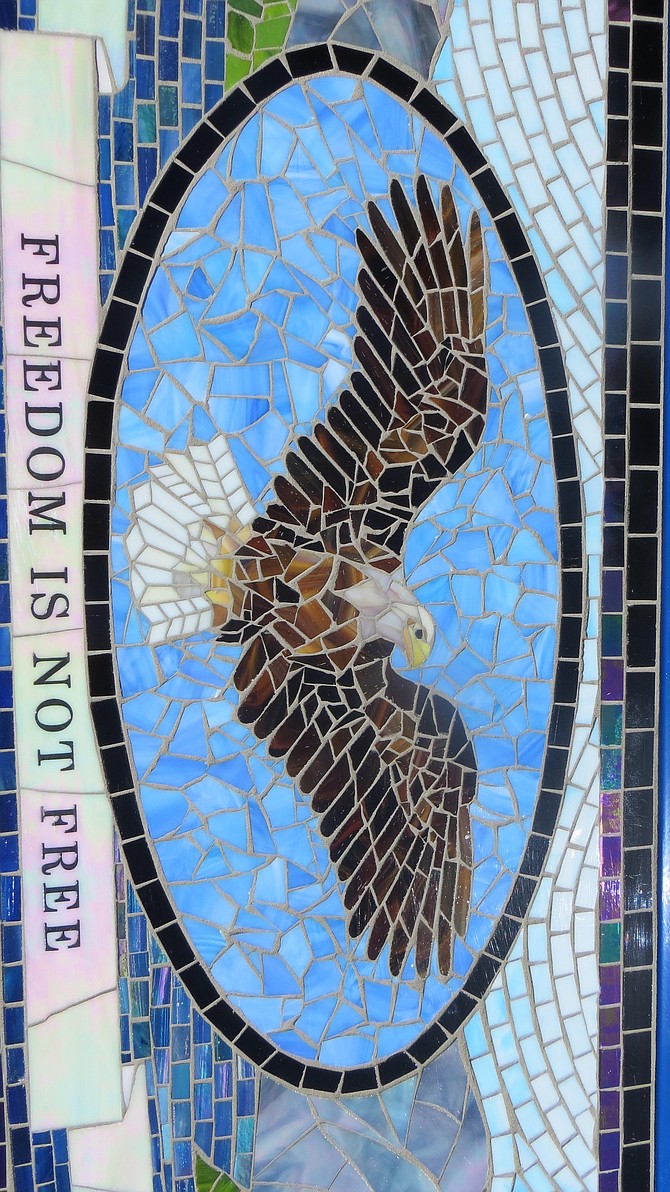 Eagle Mosaics on bench