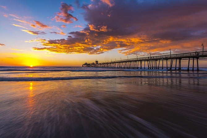 San Diego winter sunset at Imperial Beach.