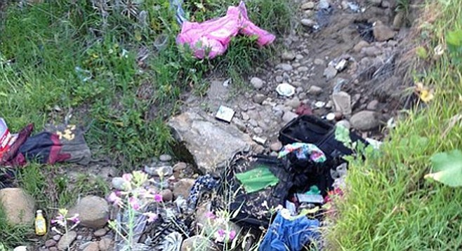 Photo of canyon trash posted on Nextdoor Talmadge