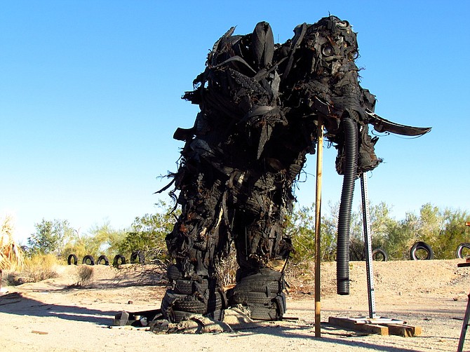 Burning Man pieces like the Definition of a Grievance have found a home at East Jesus's Art Garden. 