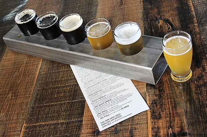 A taster flight at Barley Forge Brewing Co.