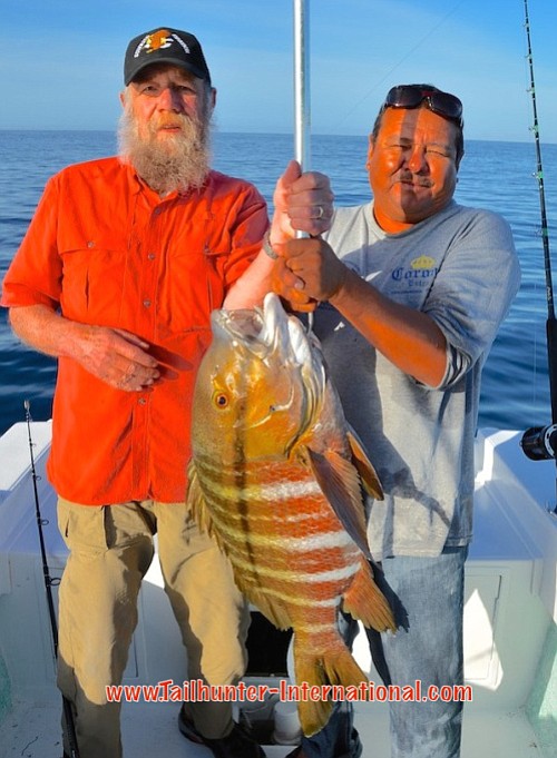 Ron Brown and Captain Boli with a potential record barred pargo. It wasn't weighed, however, though the news is that it was delicious. 