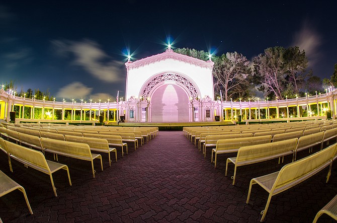 Spreckles Organ Pavilion Balboa Park at night