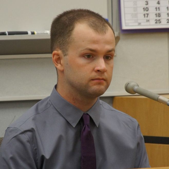 Bereaved husband Jonathan Corwin looked stunned during most of his testimony. Photo by Eva