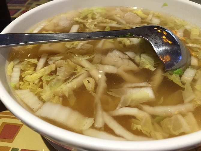Wonton soup, the lighter version of the jam-packed deluxe Wor Wonton
