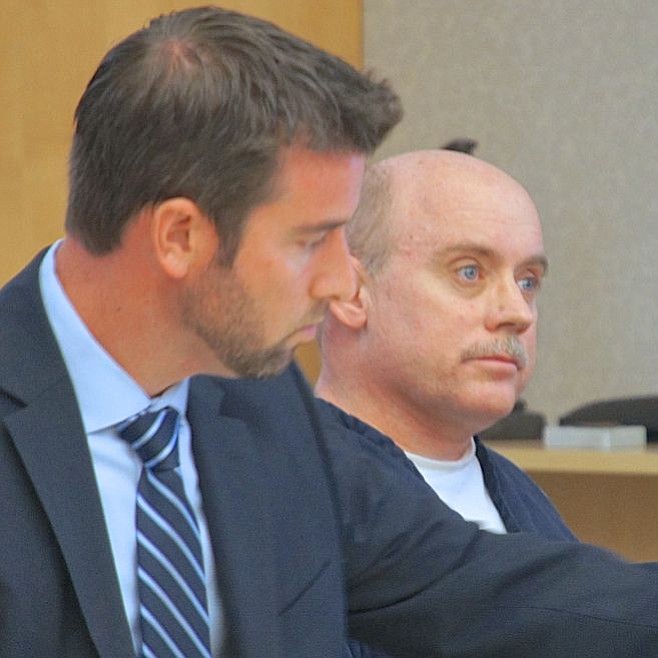 Defense attorney Dan Greene with Barton. Photo by Eva