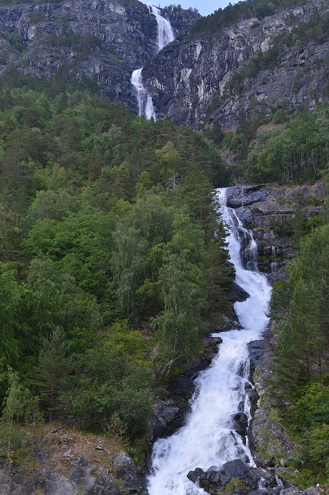 Waterfall in the Naereyfjorden just outside of Flam, Norway.