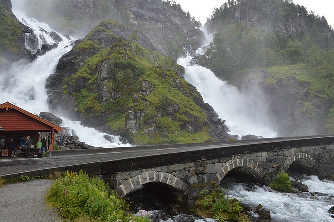 Road to Odda, Norway. This is the largest of five waterfalls.