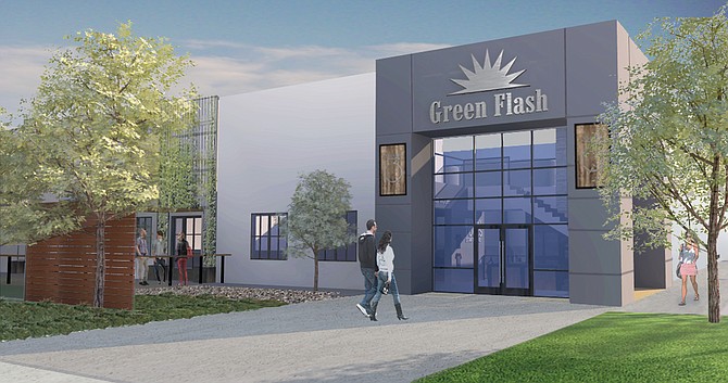 A rendering of the exterior of Green Flash Brewing Company's Cellar 3 facility in Poway