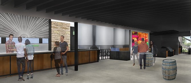 An artist's rendering of the tasting bar of Green Flash Brewing Company's upcoming Cellar 3 facility