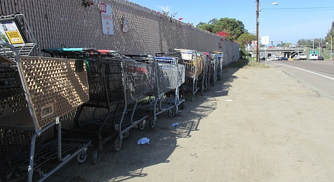 A whole lot of shoppers thought this area was ideal for parking their carts.