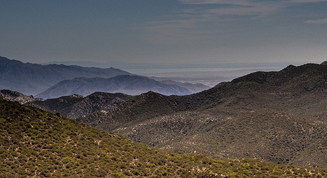 The Salton Sea is visible from the top of Combs Peak.