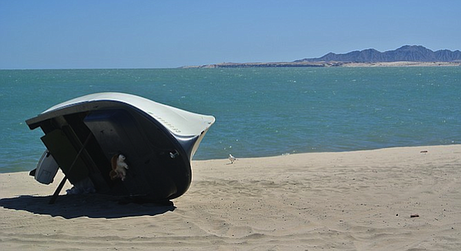 Fishing boat on a crowd-free San Felipe beach. 