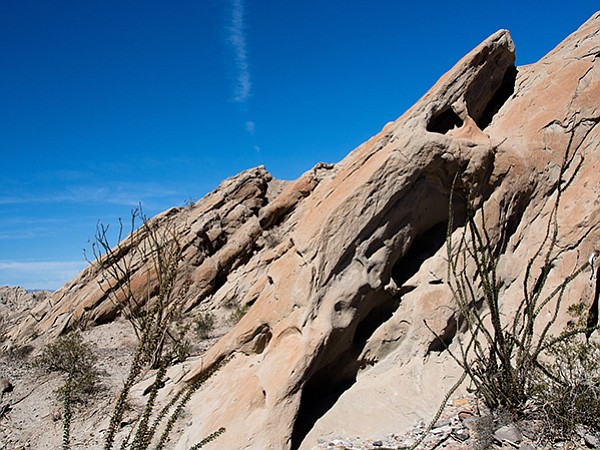 Weathered rocks with small wind caves
