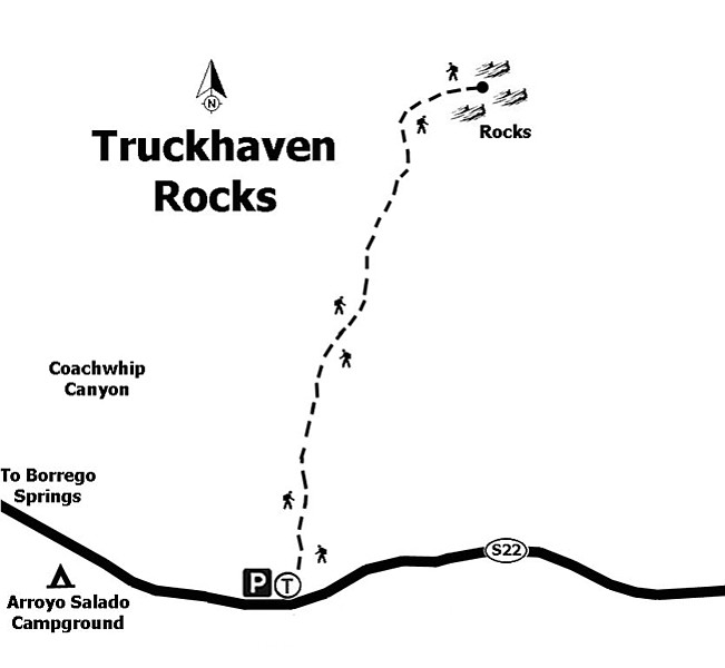 Map to the Truckhaven Rocks