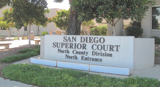 One entrance to San Diego's North County Superior Courthouse