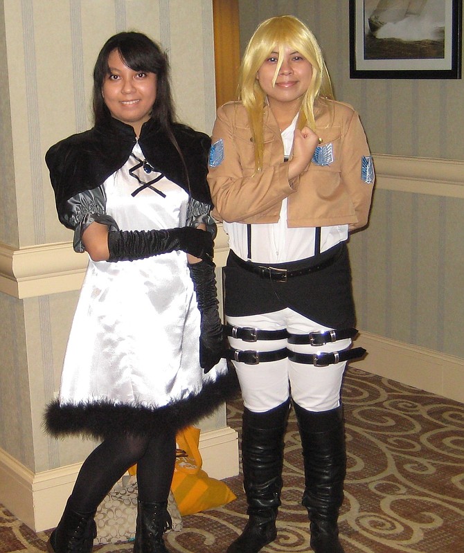 Attack on Titan cosplayer on the right