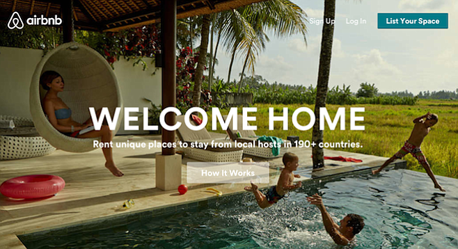 From Airbnb home page
