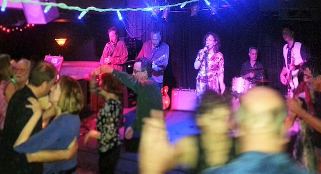 Old-school jazz and blues band Blue Largo fills and thrills the dance floor.
