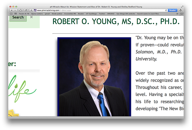 Robert Young and his credentials, from his website